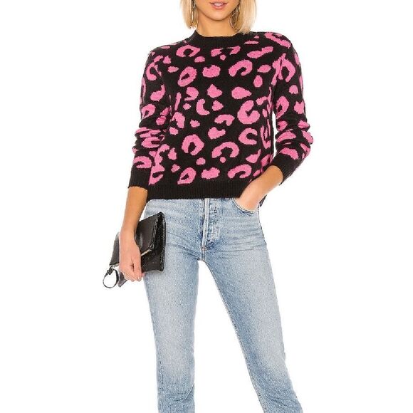 Line & Dot Revolve Shopbop Civet Leopard Pink Crewneck Sweater XS - Picture 2 of 8